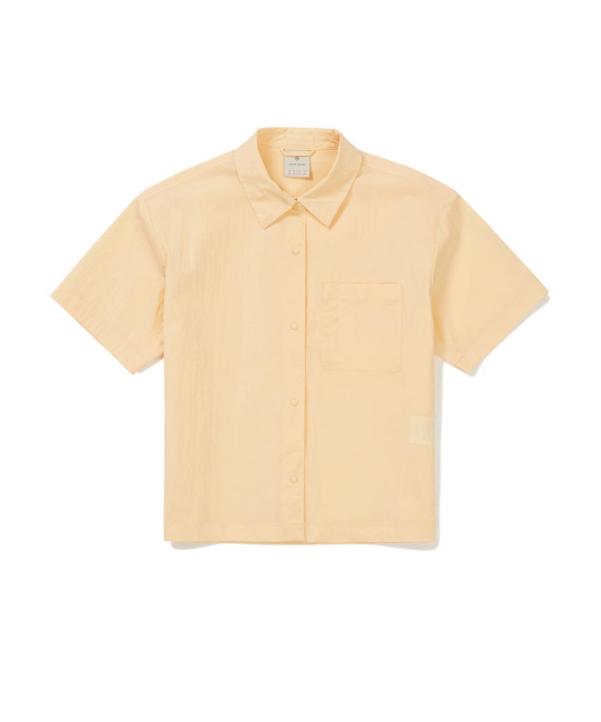 [Snowpeak] Root Women's Semi Crop Pocket Short Sleeve Shirt Luminous Yellow (S24MWRSH61)