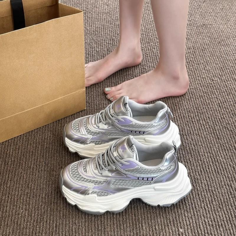 Кроссовки для папы на платформе, женские, новые, высококачественные, спортивные, повседневные, кроссовки для бега, сетчатые, увеличивающие рост, женские кроссовки