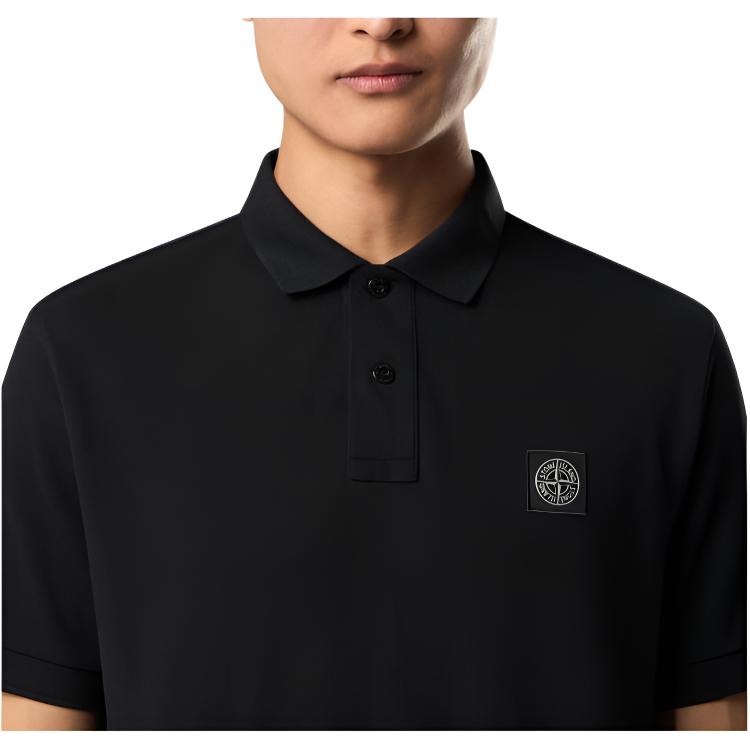 STONE ISLAND Мужская рубашка-поло с коротким рукавом и пуговицами с логотипом polo shirts Черный K2S152200005S0017-V0029