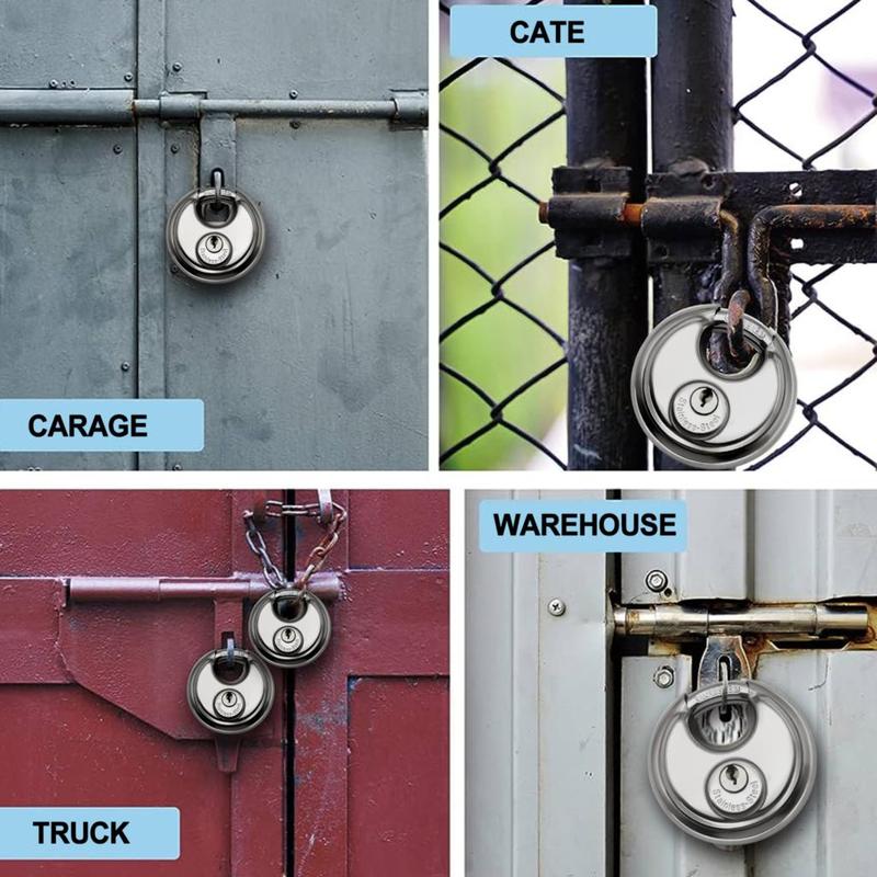 2Pcs 70mm Great Discus Lock Lightweight Round Reble Padlock Anti Theft Heavy Duty Trailer Caravan Round Disc Lock Door Locks