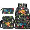 New Animation One Piece Printed Backpack for Primary and Secondary School Students Large Capacity School Bag Combination Three-piece Set