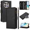 For OnePlus Ace 5 Pro 5G/OnePlus 13R 5G Leather Case 9 Card Slots Zipper Wallet Stand Phone Cover with Wrist Strap