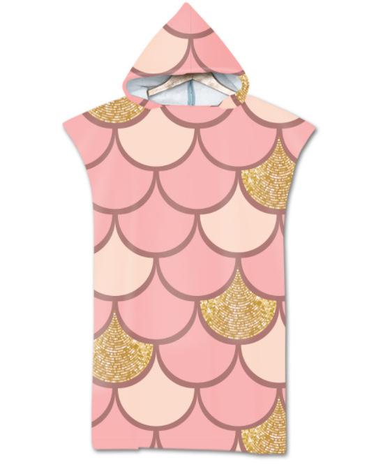 Радужная чешуя Микрофибра Пляжное полотенце Быстросохнущий Плащ с капюшоном Полотенца для гидрокостюма Взрослые Дети Родитель-ребенок Пончо Халат для плавания серфинга