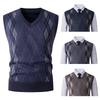 Men's Warm Vest Waistcoat for Autumn and Winter Middle-aged Plus Fleece Thickened Sleeveless Pullover Knitted Sweater