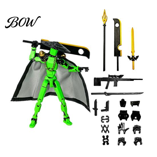 Swordsman Action Model Chinese Figure with Accessories, Multi-Joints Movable Bamboo Collectible Toy Hat Cloak Man Figurine, Articulated Dummy