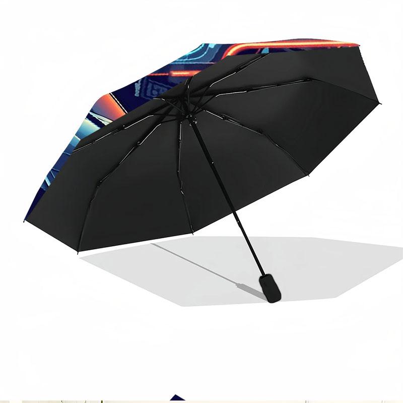 Knight Rider Print Automatic Open Close Umbrella, Portable Foldable Umbrella, for Outdoor Commute Camping Trip, Ideal Birthday Gift