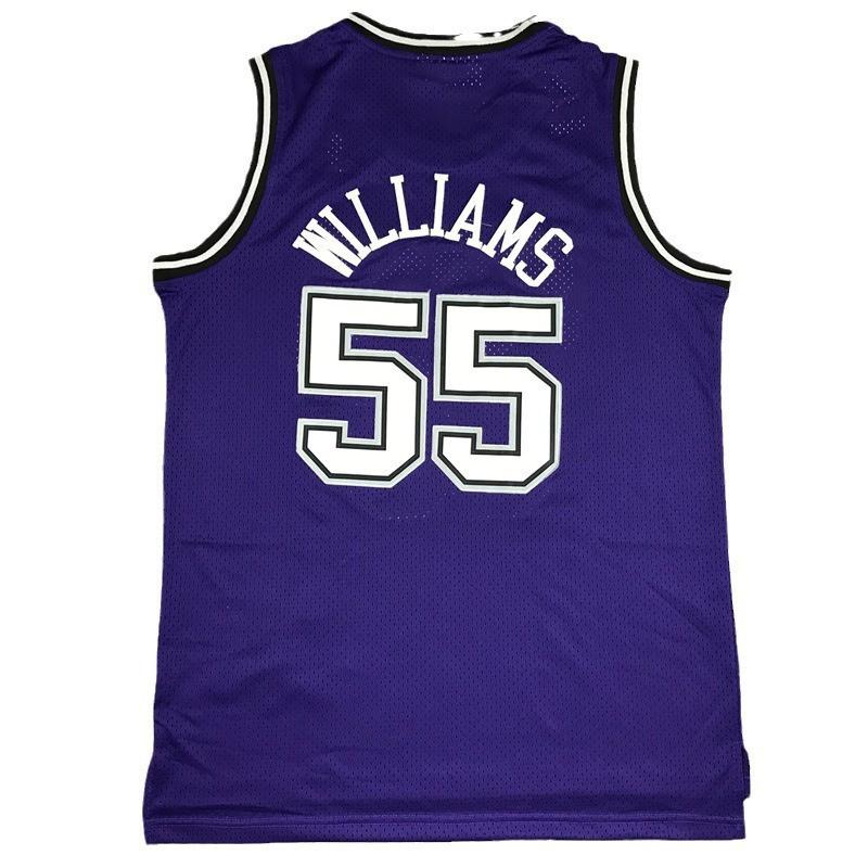 Mens Basketball Jersey Williams 55 Kings Vintage Embroidered Retro Style Cotton Blend Unisex Sport Shirt