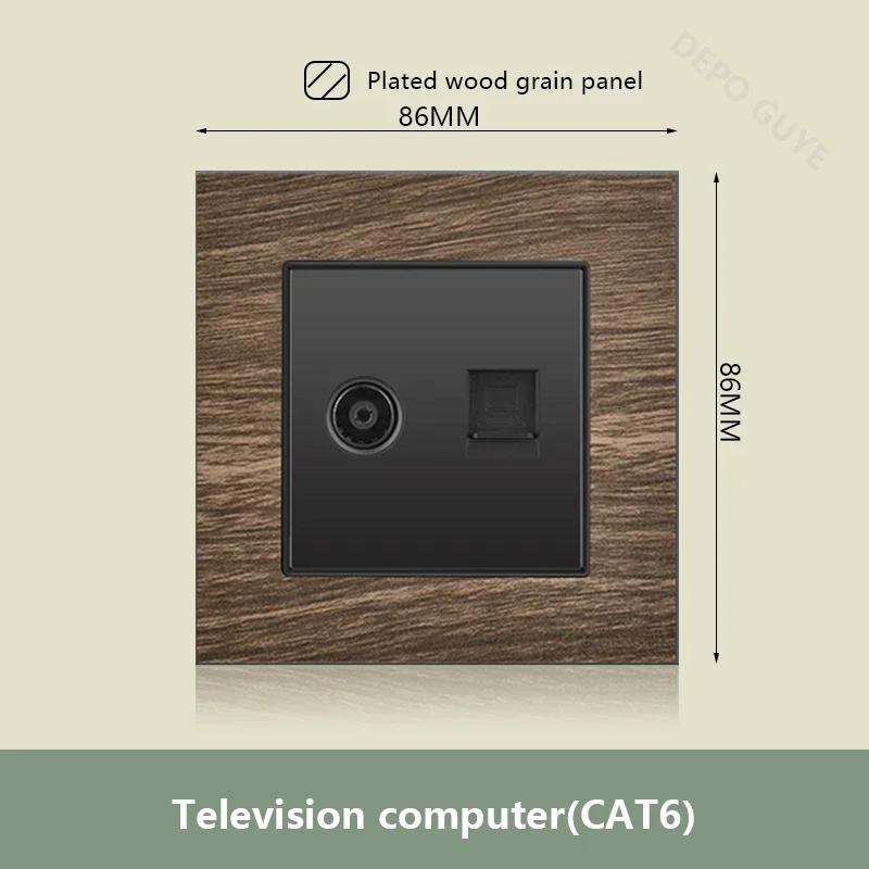 Двойная розетка UK 18W Type-C с функцией быстрой зарядки, универсальная электрическая розетка USB в стиле ретро с отделкой под дерево, электрический настенный выключатель света 220 В