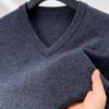 Hengyuanxiang Men's Thick V-Neck Pure Wool Sweater