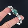 Натуральный малахитовый браслет-манжета с цветком, зеленый, регулируемый, из стерлингового серебра 925 пробы