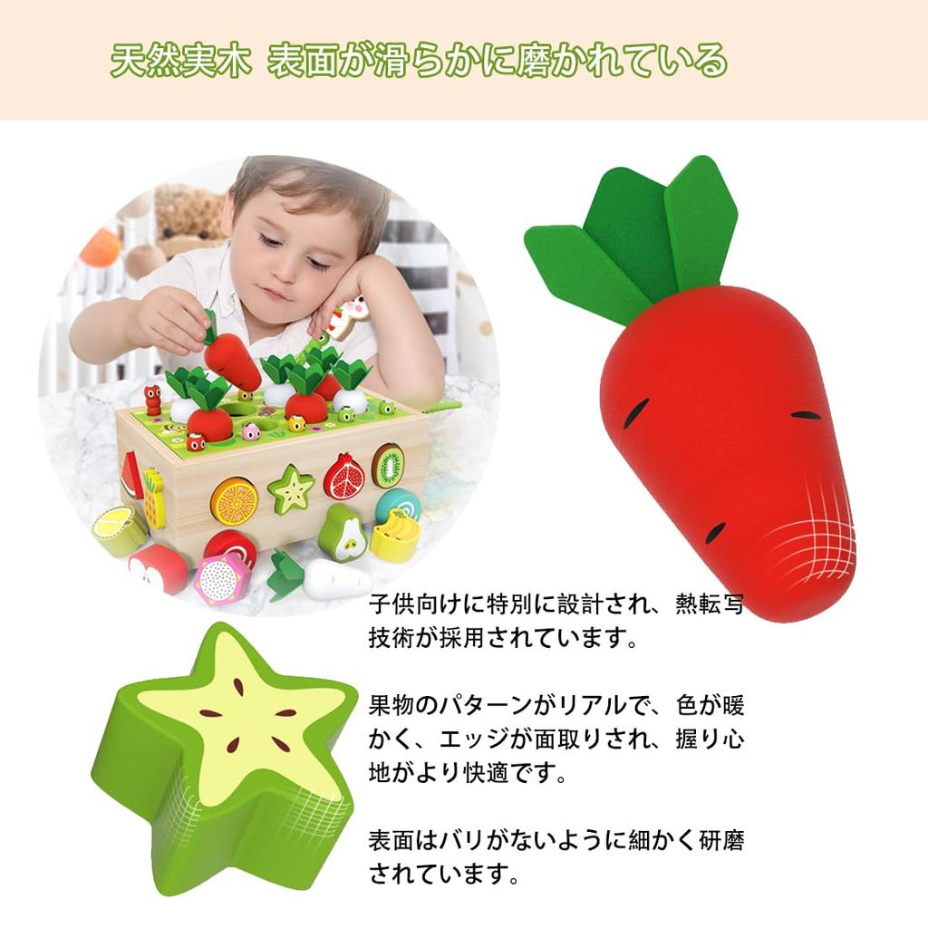 MUJOY Монтессори деревянная развивающая игрушка для игры в редьку, удаления насекомых, распознавания фруктов, раннего развития, сопоставления фигур