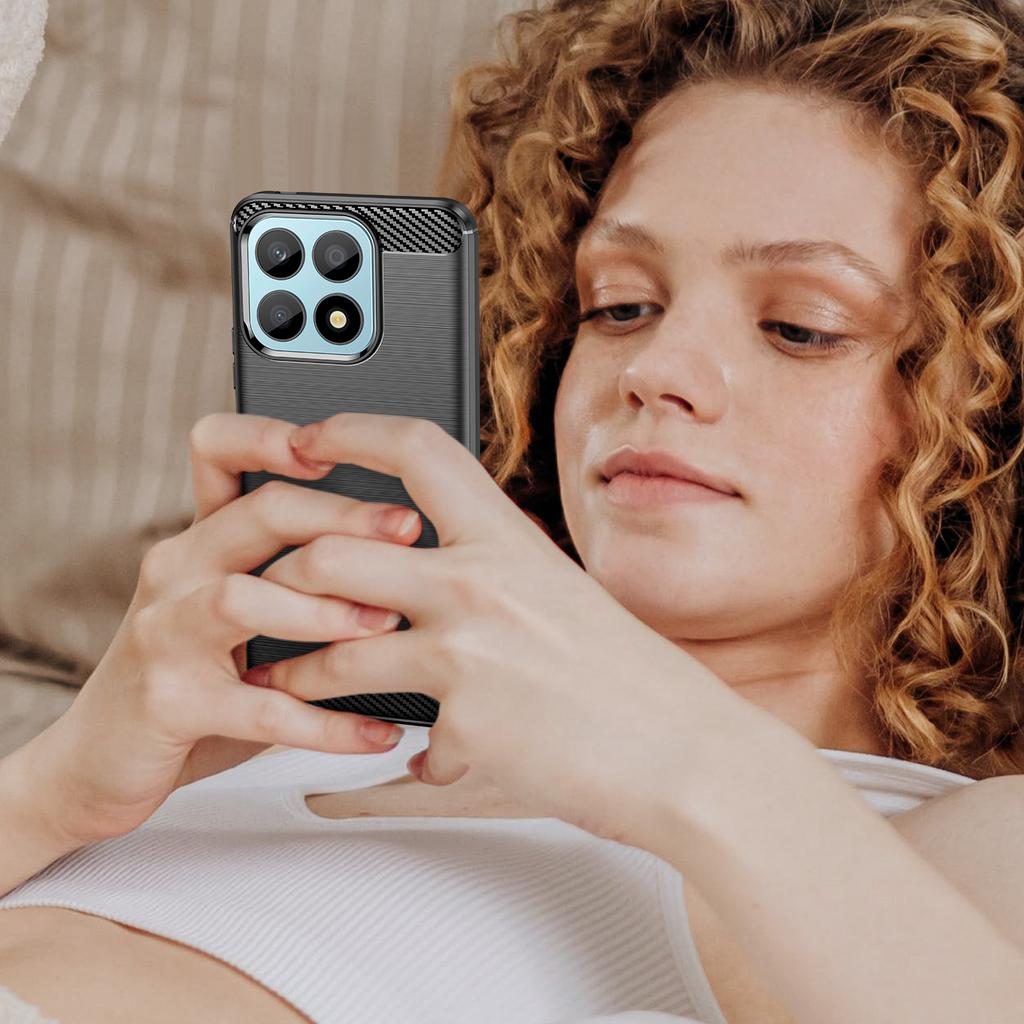 For Honor X8a 4G Carbon Fiber Texture Brushed TPU Phone Case Anti-drop Cell Phone Cover