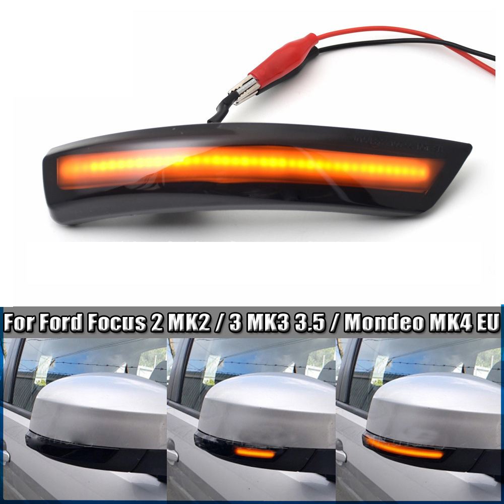 Динамический указатель поворота, светодиодное боковое зеркало заднего вида, последовательный индикатор, мигалка для Ford Focus 2 3 Mk2 Mk3 Mondeo Mk4 EU