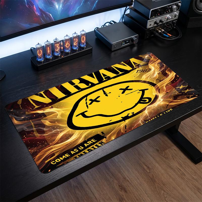 Nirvana Print Large Mouse Pad Smooth Surface Anti?Slip Desk Mat For Gaming Office Laptop Decoration