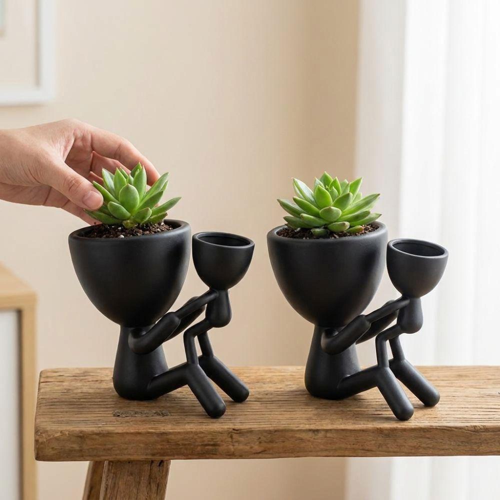 3D Printed Mother Child Hug Plant Pot Family Themed Abstract Human Shape Pot Living Room