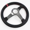 14 inch 350MM Suede Shallow Concave Steering Wheel with Red Stitching,Universal Racing Sports Steering Wheel
