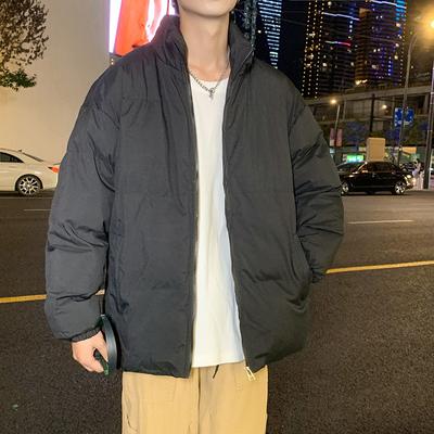 Американский Ретро Черный Бархатный Хлопковый Наряд Мужской Зимний Утолщенный Модный Бренд Высококлассная Куртка со Стойкой Воротником Короткая Одежда-Хлеб