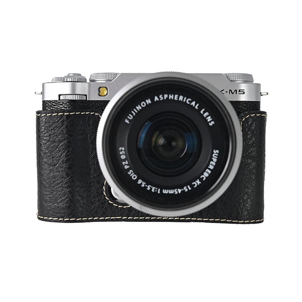 Получехол из искусственной кожи для камеры Fujifilm XM5 Fuji X-M5, нижняя крышка с отверстием для аккумулятора, с плечевым ремнем