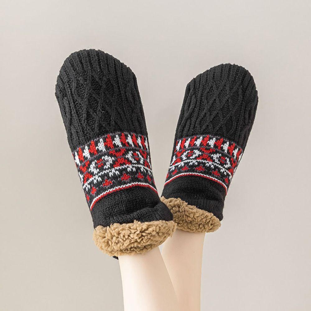 Stripe Unisex Sleeping Socks Plush Coral Fleece Socks Simple Thicken Warm Socks Unisex