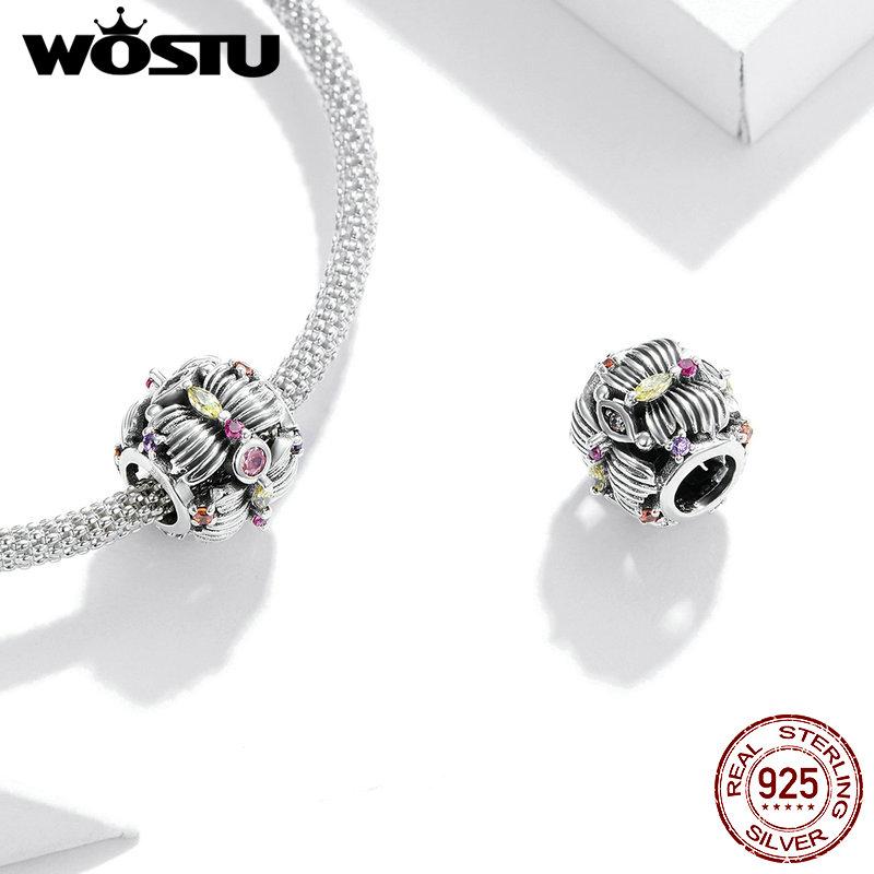 WOSTU Очаровательные бусины в стиле ретро из стерлингового серебра 925 пробы с цветущими цветами и бабочками подходят для оригинального браслета диаметром 3 мм.