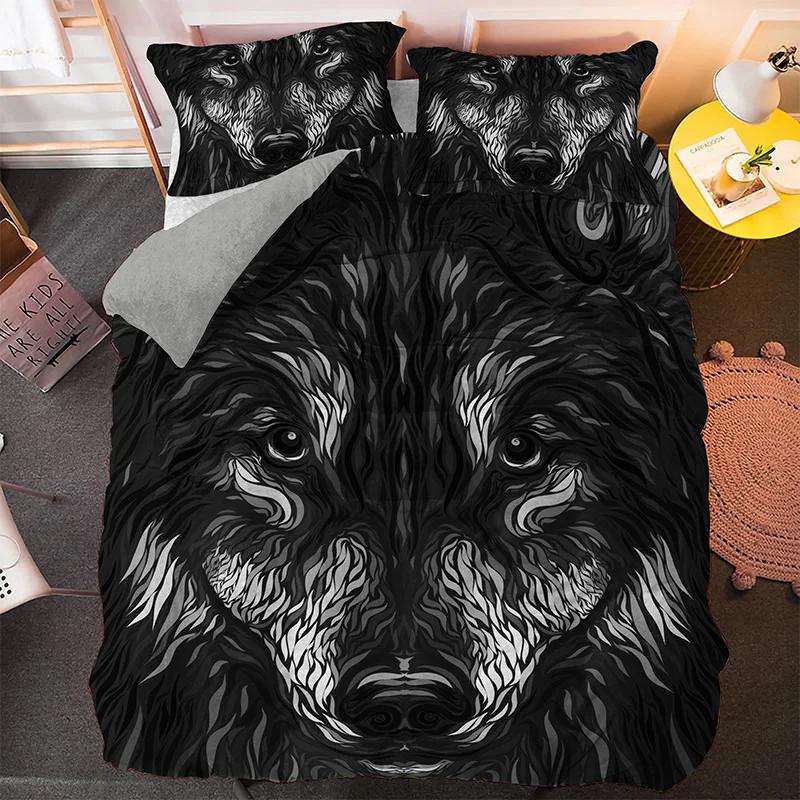 Fashion Wolf Pattern Bedding Sets Animal Duvet Cover Set Queen King Size Quilt Cover Pillowcase 2/3PCS Polyester Comforter Cover