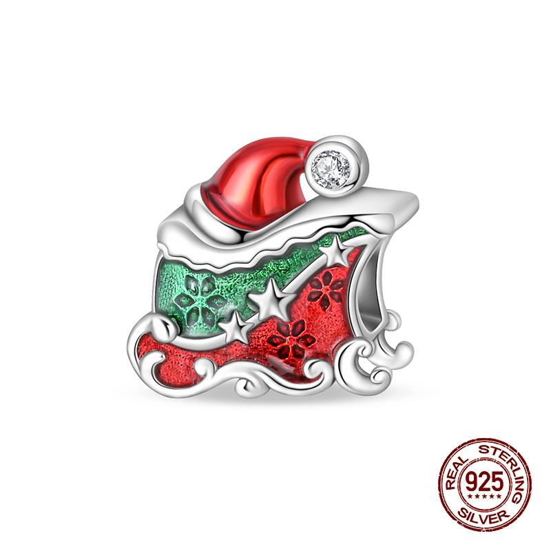 Зимние Шармы Медь Лось Медведь Санта Клаус Шармы Бусины Подходят для Оригинальных Браслетов Для Женщин Сделай Сам Праздничные Ювелирные Изделия Подарки