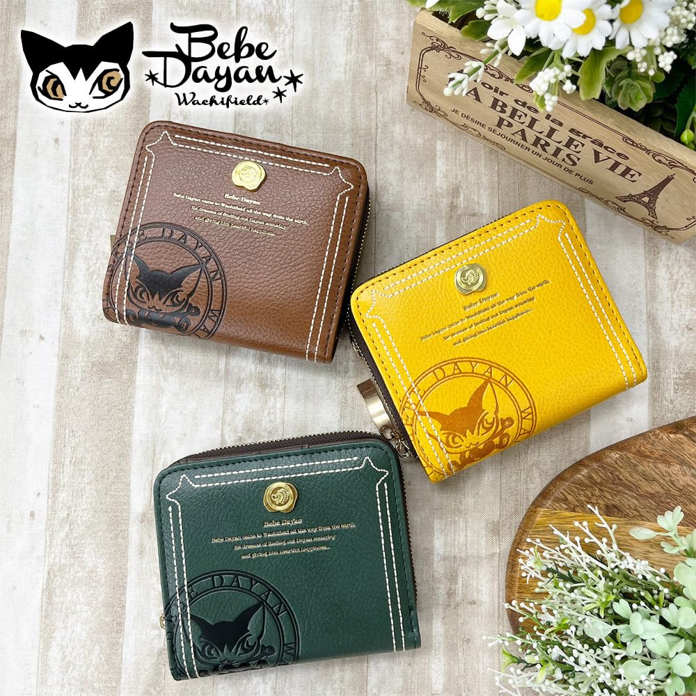 Компактный кошелек-бифолд BebeDayan с круглой молнией и из синтетической кожи для женщин (желтый)
