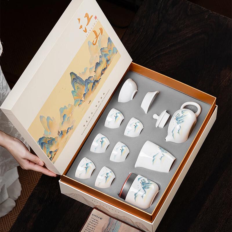 Chinese Mutton Fat Jade Style Ceramic Tea Set