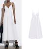 Spring New Arrival White Suspender Dinner Suit Sexy V-neck Trench Coat Midi Skirt Dress 3182210