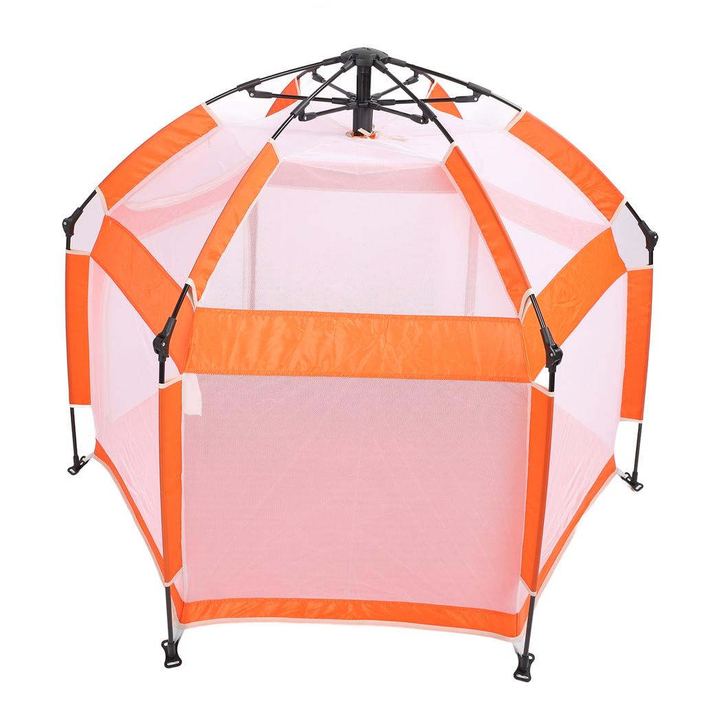 Popup Playpen Tent Roomy Foldable Portable Baby Fence for Indoor Outdoor Yard Beach Use Orange