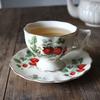 European Retro Ceramic Coffee Cup & Saucer Set – Hand-Painted Big Strawberry Porcelain Teacup