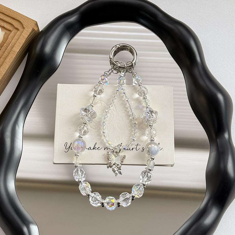 Стильный блестящий хрустальный бисер Бабочка Шарм для телефона Брелок Подвеска Браслет Аксессуары для Airpods Женский Девичий Шнурок для подвешивания