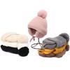 Yousheng Children Hat Thickened Wool Knit Hat with Pom-Pom Ball Decor Extended Ear Flaps Design Fleece Lining Warm Winter Hat