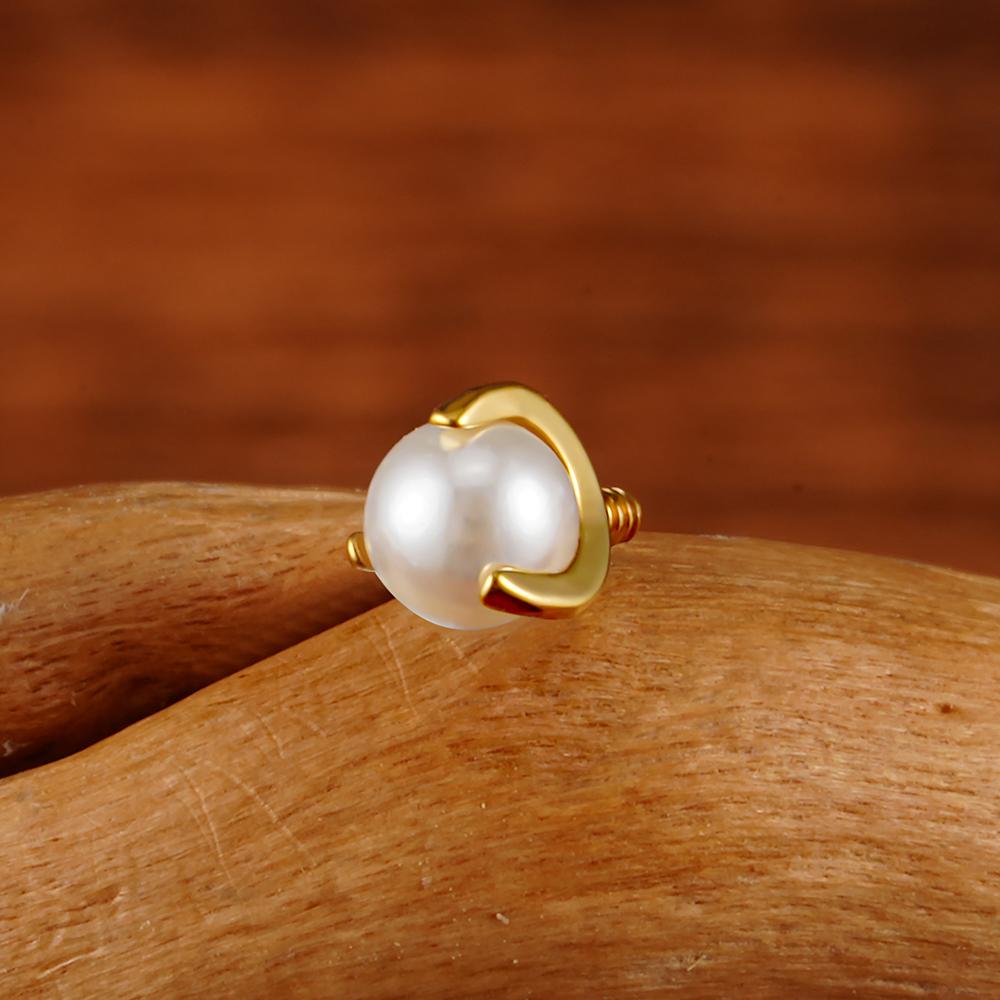 Right Grand ASTM F136 Titanium Internally Threaded White Pearl Top End for 14G 16G Labret Lip Stud Nipple Piercing Body Jewelry
