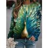 Spring And Autumn 3D Peacocks Printed Long Sleeve T Shirt Women Florals Pullover Harajuku Clothing Fashion Women Tops Sweatshirt