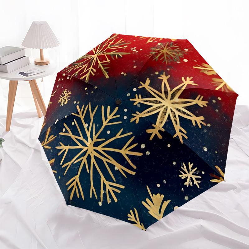 1pc Snowflake Christmas Automatic Open/Close Folding Umbrella - Compact 8-Rib Design, Daily Use, Perfect Gift for Friends & Family yy251124234
