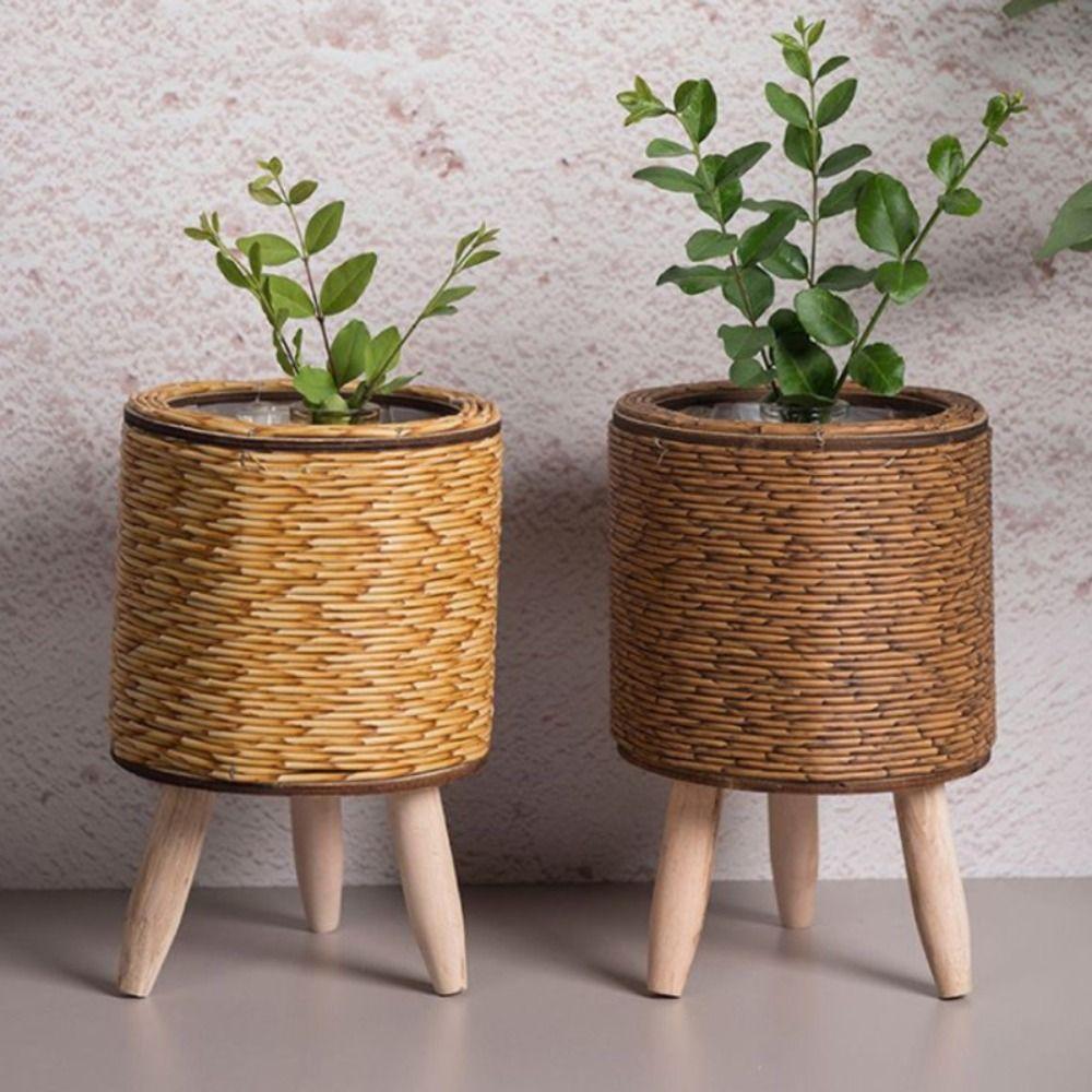 Rattan Woven Flower Pot With Removable Legs Wove Plant Stand High Quality Flower Planters
