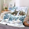 Winter Scene Donkeys Geese Blanket Soft Throw Blanket For Home Bedroom Bed Sofa Travel Office Solid Christmas Blanket
