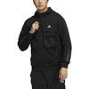 Adidas Solid Color Logo Print Sports Hoodie with Large Pocket Men Outerwear Black HN9031