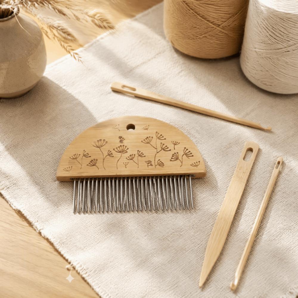 Crochet Hook Weaving Loom Comb Wooden Wood Knitting Loom Tool Weaving Comb Set For Beginners