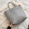 Yogodlns Summer Woven Straw Tote Bag Casual Large Capacity Rattan Beach Bag Holiday Handmade Shoulder Bag Travel Shopper Bag