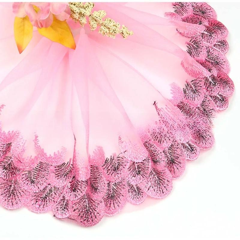 Flower Lace Trim 19cm Sequin Embroidered Lace  Ribbon For Dress /Wedding/ Garment DIY Sewing Decor Accessories 10 Yards