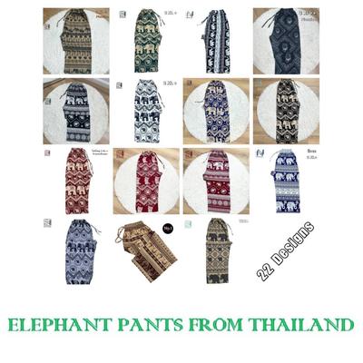 Кот Слоны Штаны Большой Размер Регулируемая Эластичная Талия Веревка Свободные Штанины Женские Мужские Унисекс Принт Таиланд Повседневная Уличная Одежда Пляж Бохо Ретро Винтаж