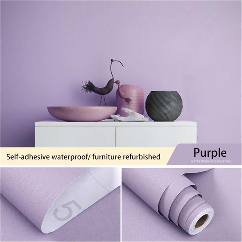 Macaron Solid Color Self-adhesive Wallpaper Stickers Bedroom Living Room Wardrobe Door Decoration Pasted Waterproof Refurbished Wallpaper