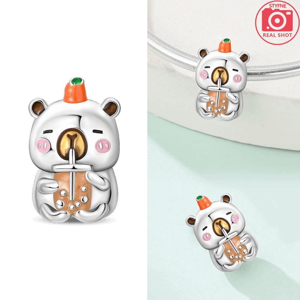 Изысканные коричневые цветы рыбы-фугу кошка животное собака медь оригинальные шармы бусины подходят для браслета женские украшения сделай сам подарок аксессуар