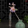 Retro Traditional Flowers  Simulated Pearls Long Tassel Hairpins Hair Sti