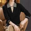 Navava Men Casual Check Collar Long Sleeve KniT T shirT Nk2772