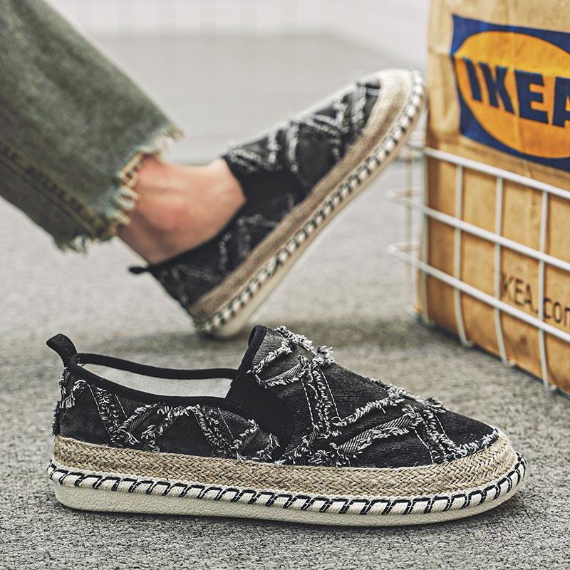 2024 Винтажная мужская повседневная обувь Летние дизайнерские эспадрильи Мужская парусиновая обувь Дышащие мокасины без застежек Мужская обувь на плоской подошве для вождения
