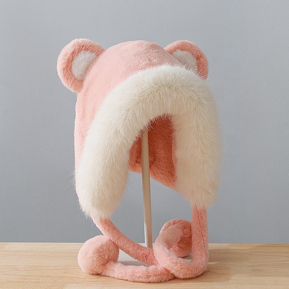 Ear Protection Winter Hat Pompom Fluffy Skull Cap Stylish Knit Beanies Hats for Women