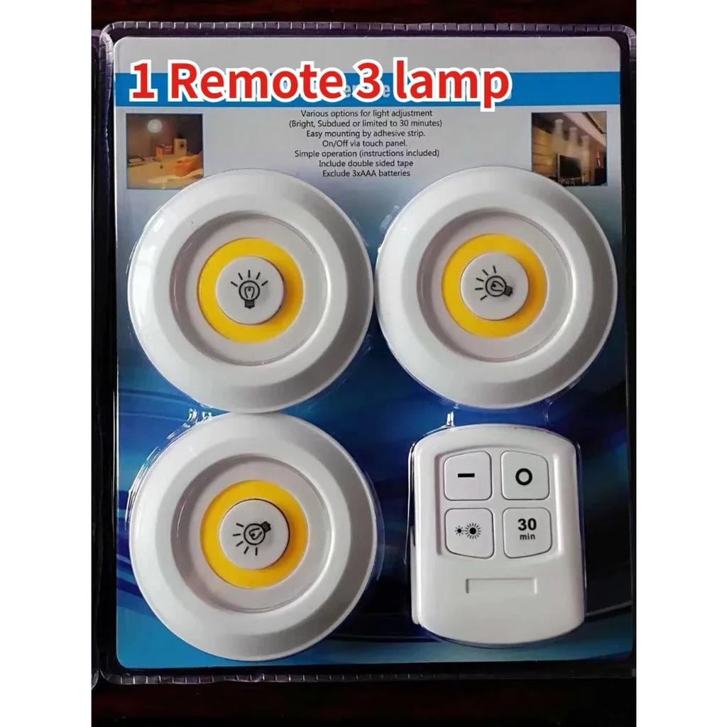 Светодиодный светильник под шкафом с регулируемой яркостью и дистанционным управлением, работающий от батареек, светодиодное освещение для шкафов, освещение для ванной комнаты, ночник